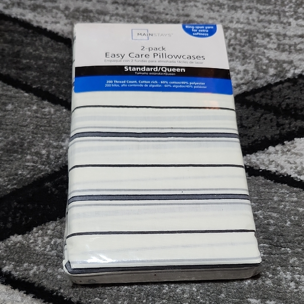 MAINSTAYS EASY CARE 2-PACK EXTRA-SOFT STANDARD/QUEEN STRIPED PILLOWCASES